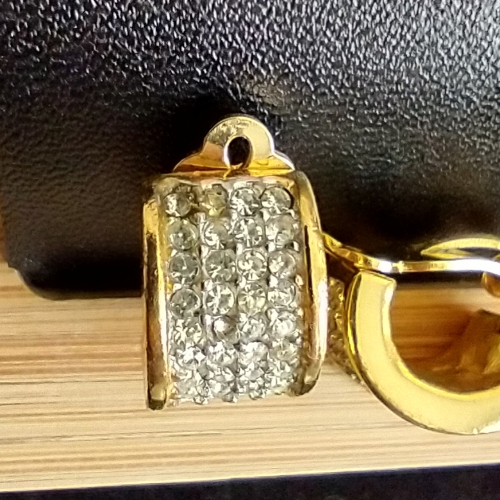Vintage Givenchy Paris New York Gold Tone Pavé Crystal Clip On Earrings 1980s - Picture 5 of 5
